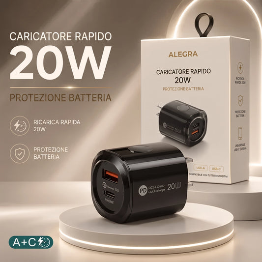 Caricatore Rapido 20W – Protezione Batteria Integrata